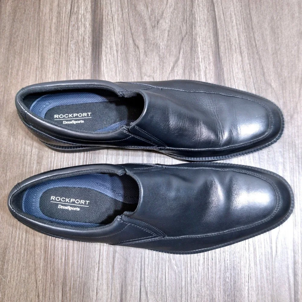 Rockport Dressports Men's 11M Black Leather Slip On Loafers CI9209 Dress Shoes